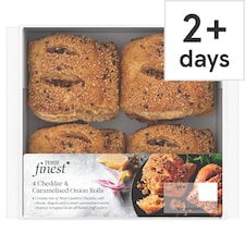 Tesco Finest 4 Vintage Cheddar & Caramelised Onion Rolls 188G