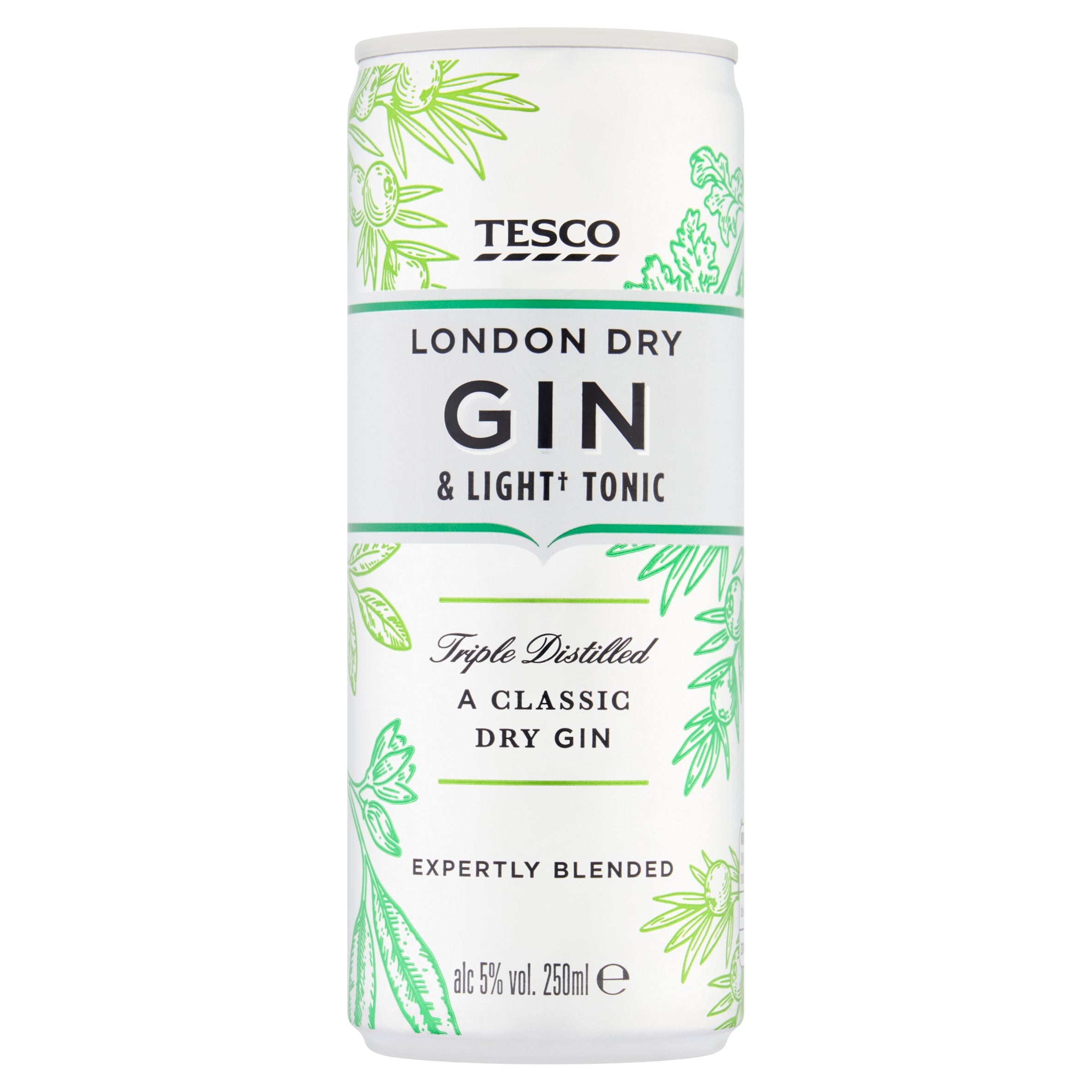 Tesco Gin & Low Calorie Tonic 250Ml