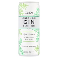 Tesco Gin & Low Calorie Tonic 250Ml