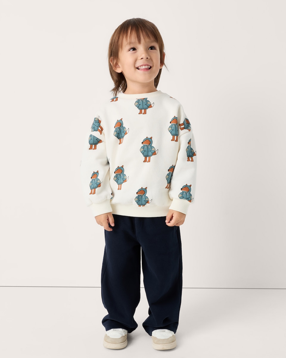 image 1 of F&F Boys 2-Pack Cotton Rich Fox Sweatshirts in Cream