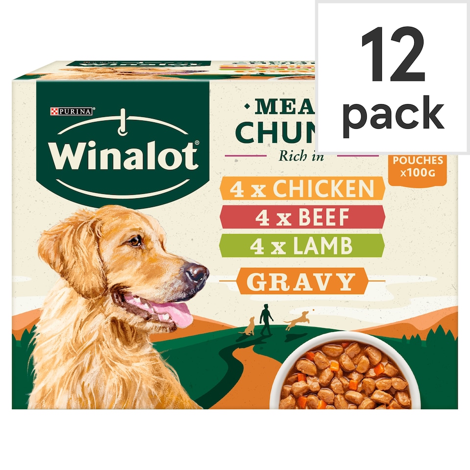 image 1 of Winalot Meaty Chunks Dog Food Pouches In Gravy 12X100g