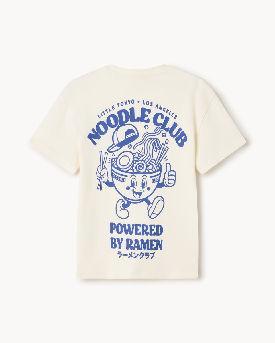 image 1 of F&F Boys Pure Cotton Noodle Club T-Shirt in White