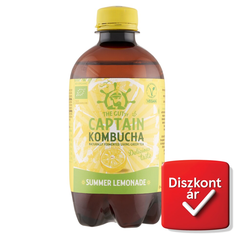 The Gutsy Captain Kombucha limonádé bio fermentált zöld tea ital élőflórával 400 ml