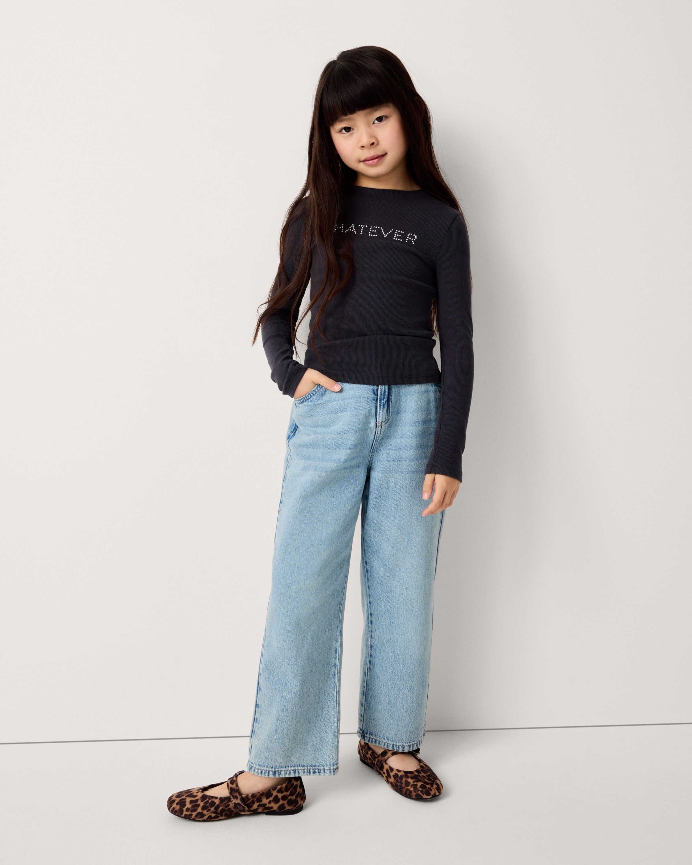 F&F Girls Cotton Rich Whatever Top in Grey