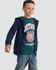 image 1 of F&F Boys Cotton Rich Pocket Front Zip Through Hoodie in Navy