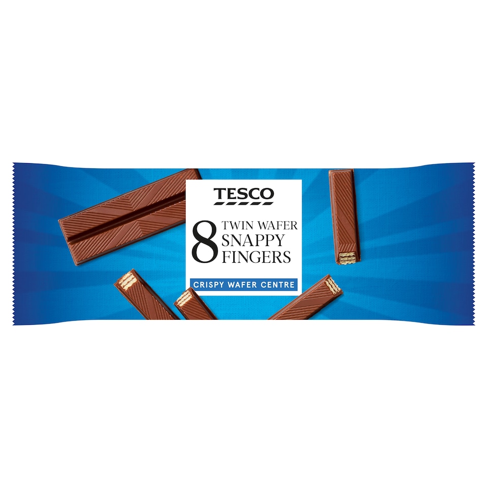 Tesco Snappy Fingers Milk Chocolate Wafer Biscuit Bars Multipack, 8 Pack 172g