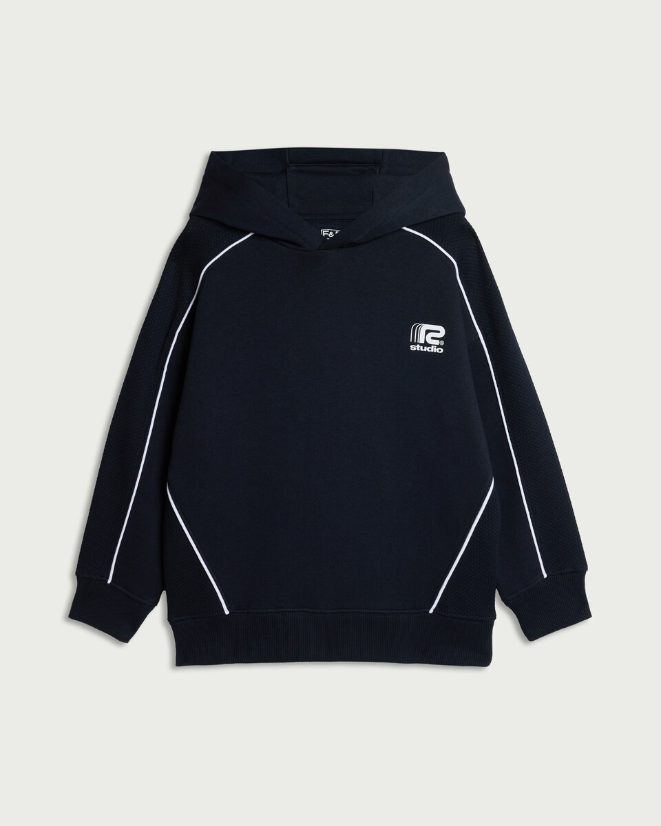 image 1 of F&F Boys Cotton Rich Pullover Hoodie in Navy