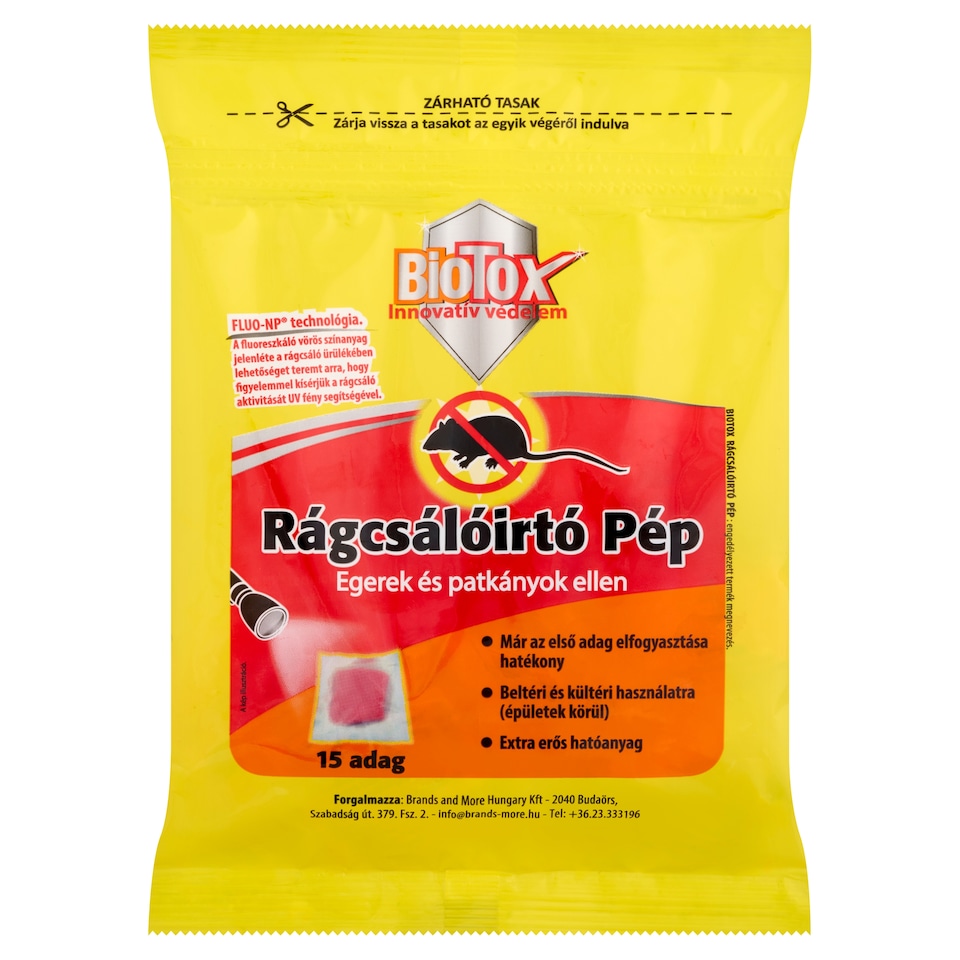 BioTox rágcsálóirtó pép egerek és patkányok ellen 15 db 150 g