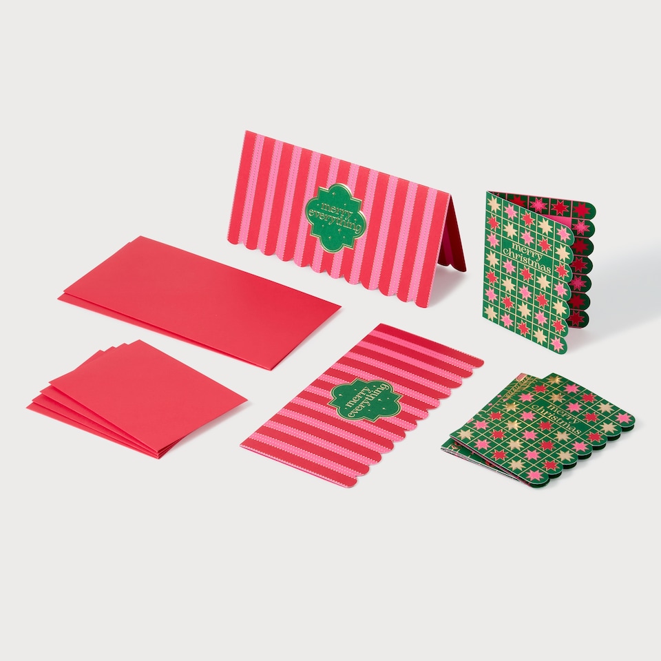 image 1 of Paperchase Geo Stripe Christmas Cards 6 Pack