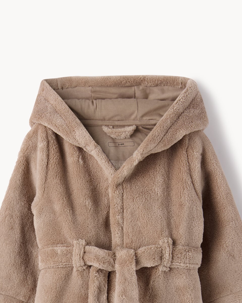 image 1 of Christmas Baby Reindeer Fleece Dressing Gown and Pyjama Set in Brown