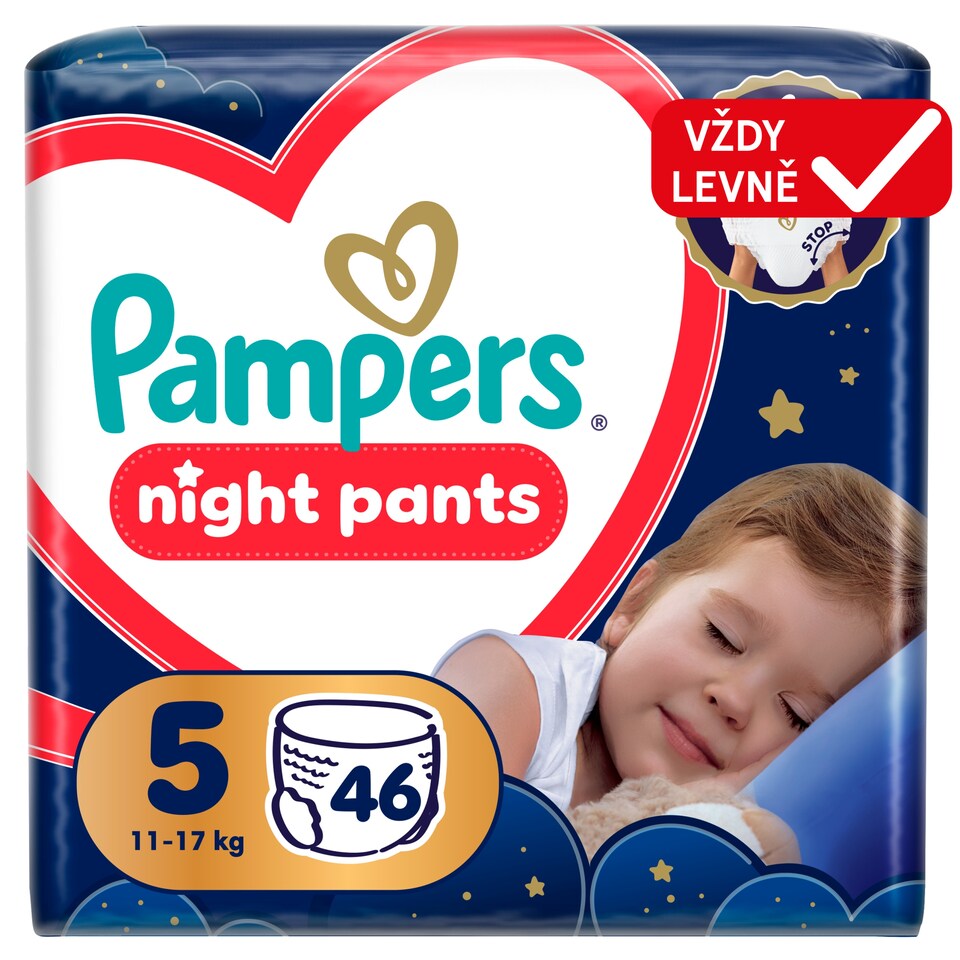 image 1 of Pampers Night Nappy Pants Size 5, 46 Nappies, 11kg-17kg