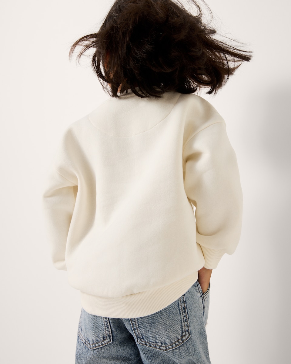 image 1 of F&F Girls Cotton Rich Heart Print Sweatshirt in Cream