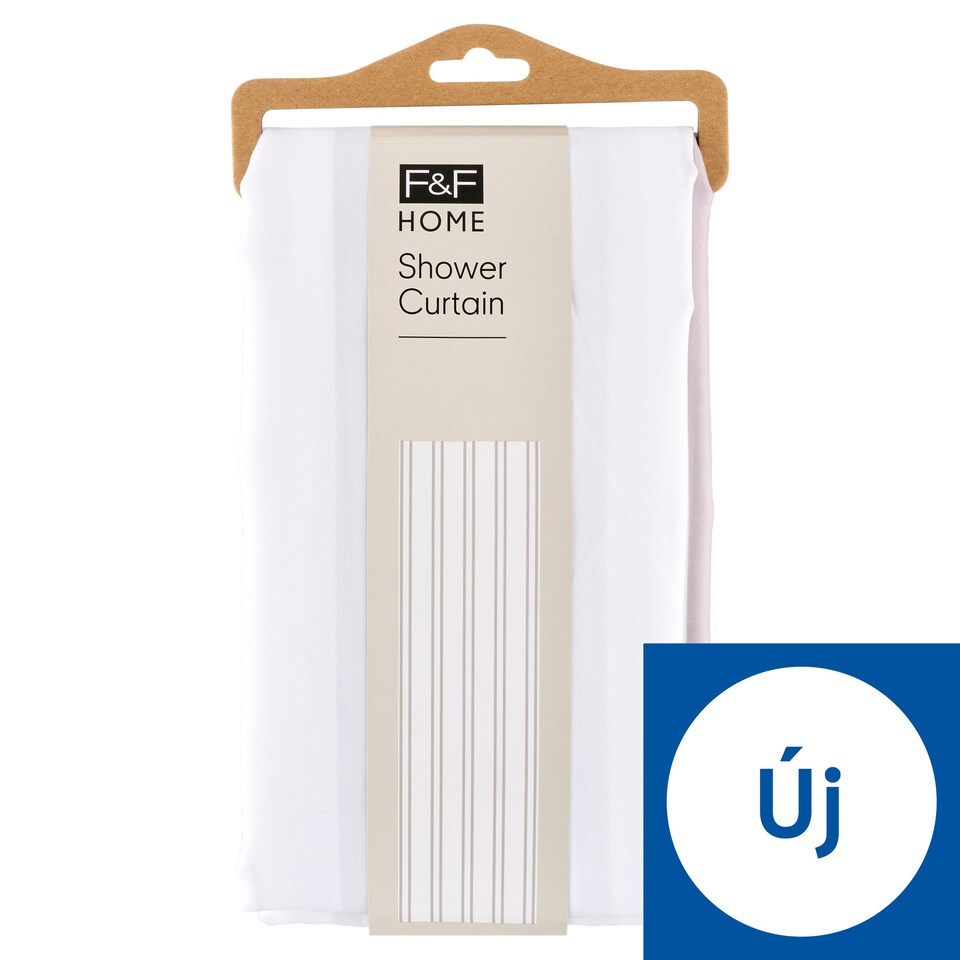 F&F Home Neutral Stripe Shower Curtain 180 cm x 180 cm