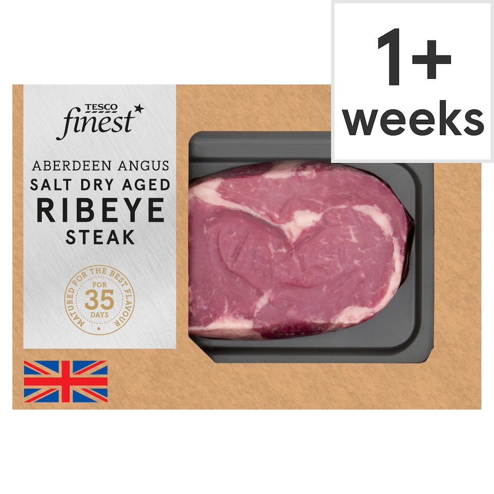image 1 of Tesco Finest AA Salt Dry Aged Beef Ribeye Steak