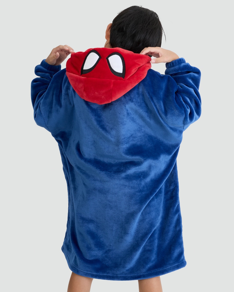 image 1 of Marvel Spider-Man Fleece Pyjama Hoodie in Blue Multi
