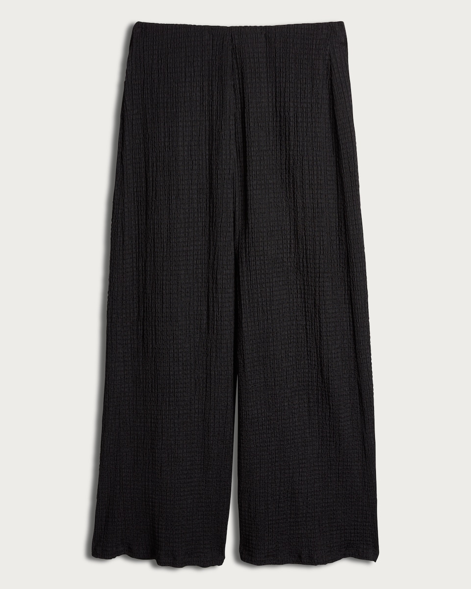 F&F Textured Wide Leg Trousers in Black