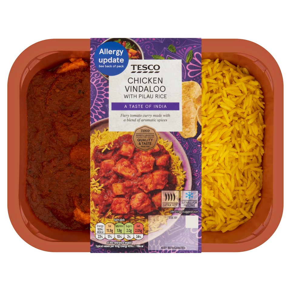Tesco Chicken Vindaloo & Pilau Rice 400g