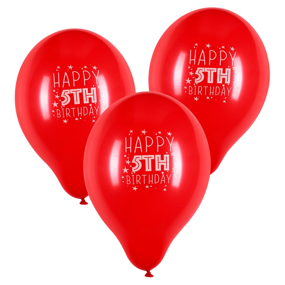 Tesco 10 Pack Happy Birthday Balloons Age 5