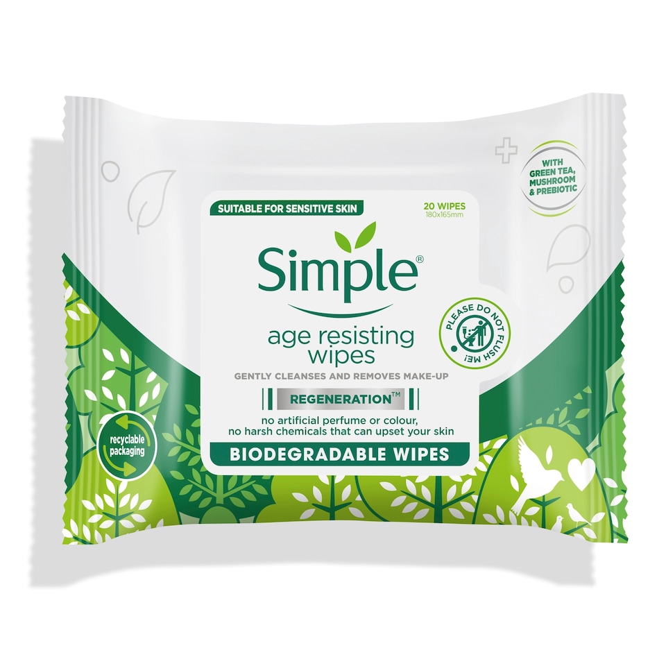 image 1 of Simple Age Resisting Wipes 20 Pack