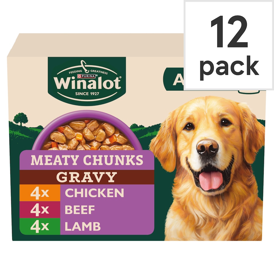 image 1 of WINALOT Meaty Chunks Mixed in Gravy Wet Dog Food 12x100g