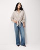 image 2 of F&F Striped Knot Front Shirt in Burgundy