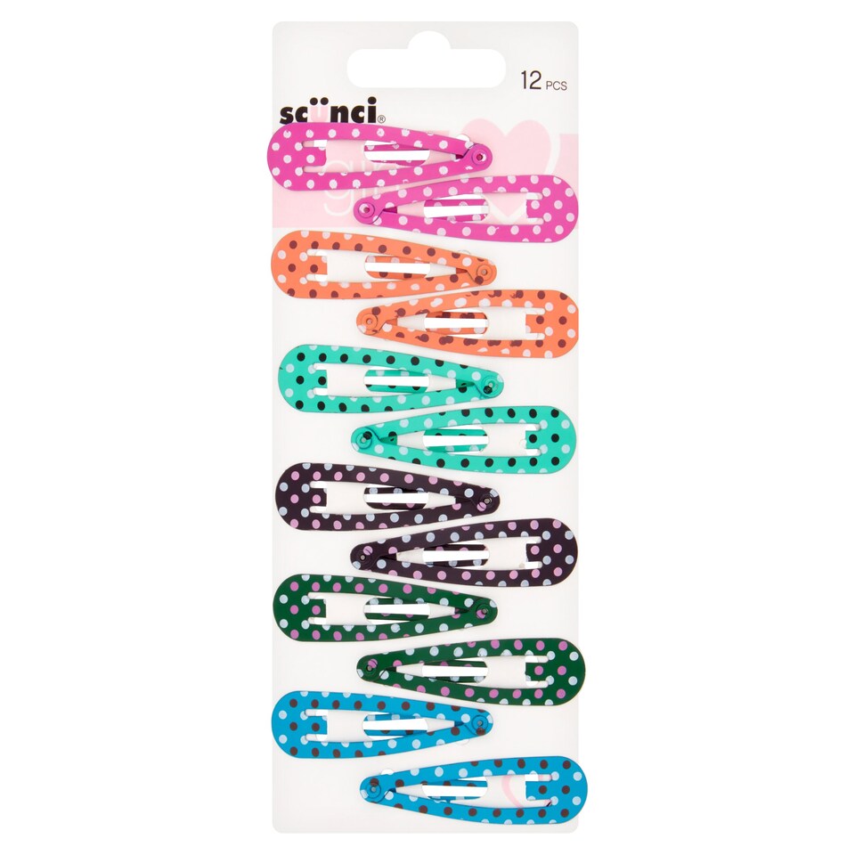 Scunci Girl 4Cm Dot Print Snap Clips 12 Pack