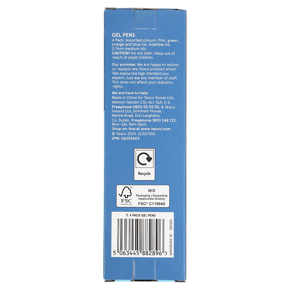 image 1 of Tesco Gel Pens 4 Pack