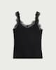 image 4 of F&F Cotton Rich Lace Trim Vest in Black