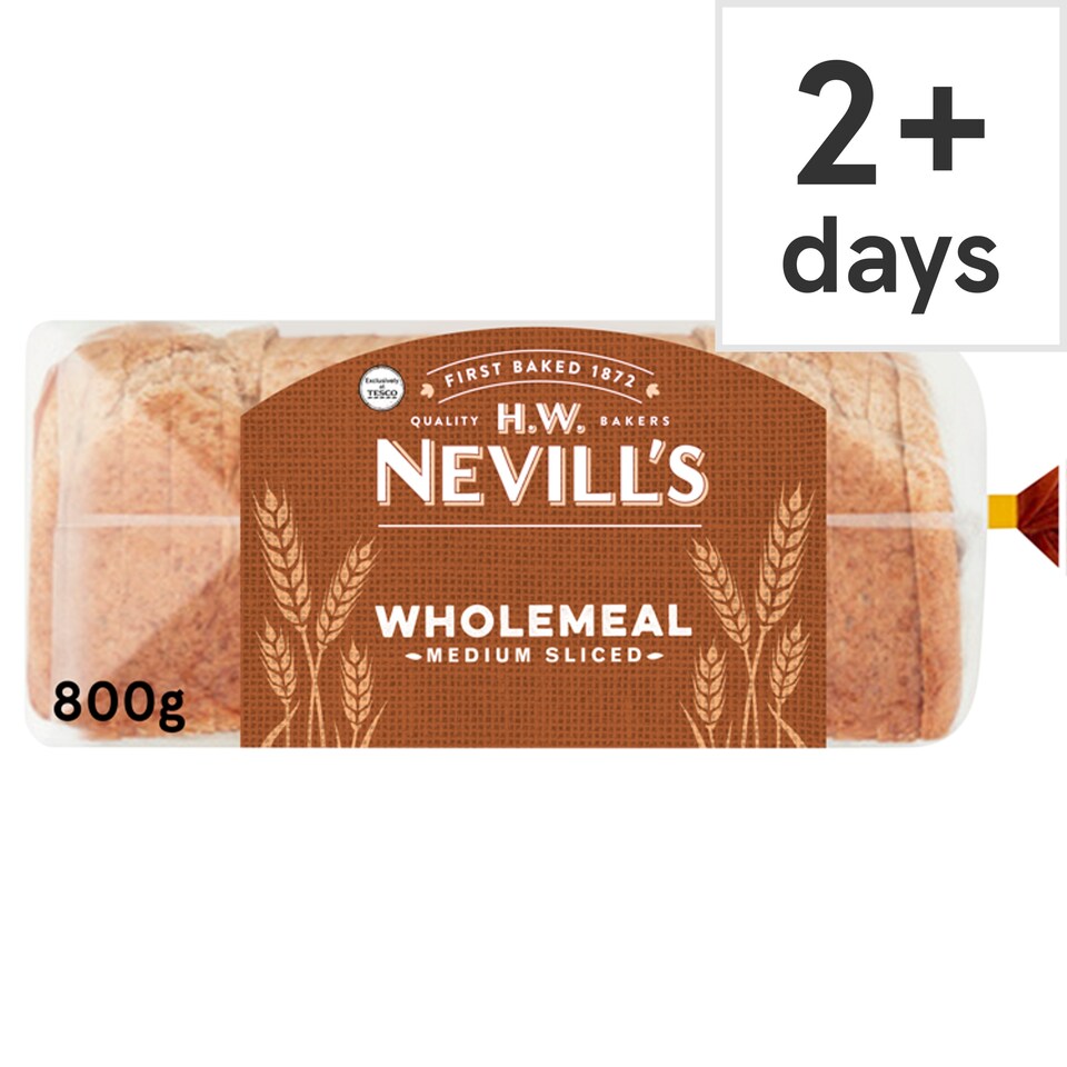 TESCO H.W. Nevill's Medium Sliced Wholemeal Bread 800g