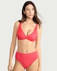 image 2 of F&F Ribbed Textured High Waisted Bikini Bottoms in Pink