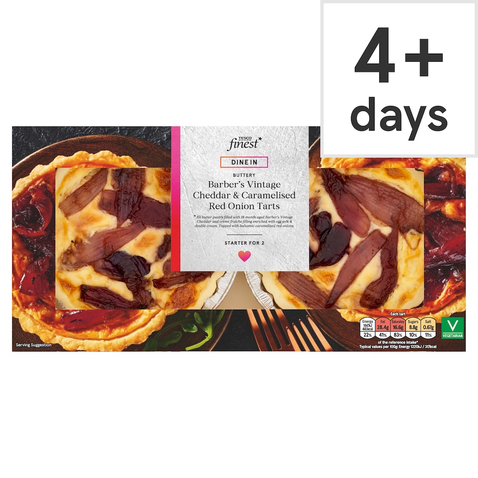Tesco Finest Barber's Vintage Cheddar and Caramelised Onion Tarts 280g
