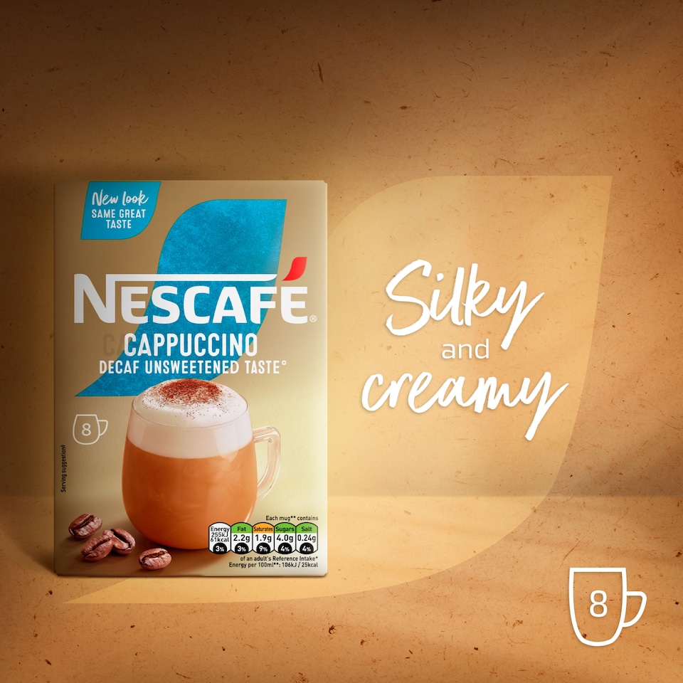 image 1 of Nescafe Cappuccino Decaf Unsweetend Taste 8 Sachet 120g
