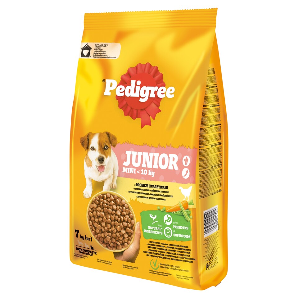 Pedigree Junior Mini teljes értékű szárazeledel kölyökkutyák számára baromfival, zöldségekkel 7 kg 