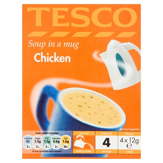 Tesco Instant Soup Chicken 4 Pack X12g Tesco Groceries