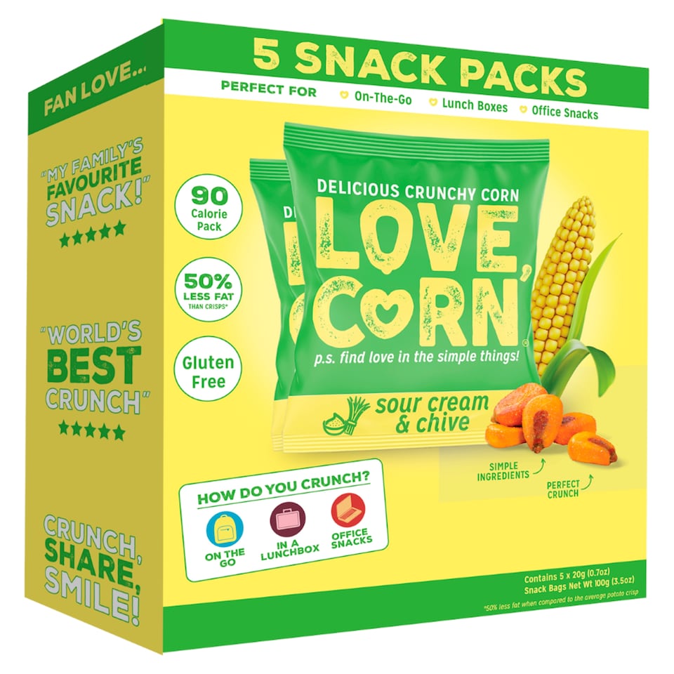 LOVE CORN Sour Cream & Chive Multipack 20g x 5