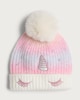 image 1 of F&F Baby Knitted Unicorn Pom Pom Beanie Hat in Multi