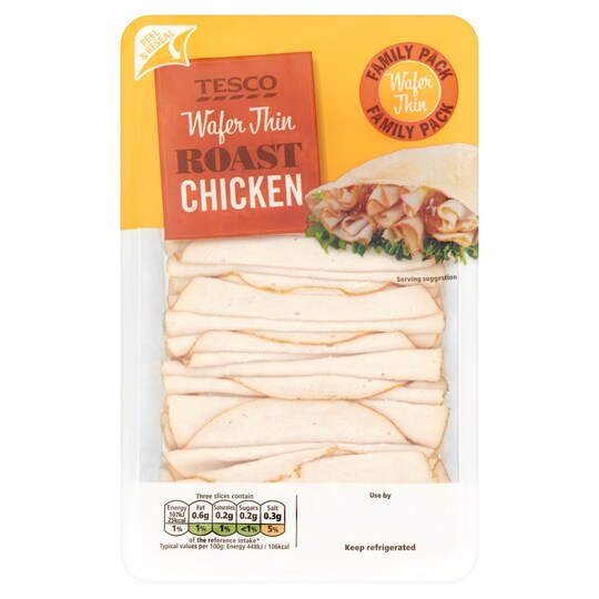 TESCO WAFER THIN ROAST CHICKEN SLICES 400G Tesco Groceries