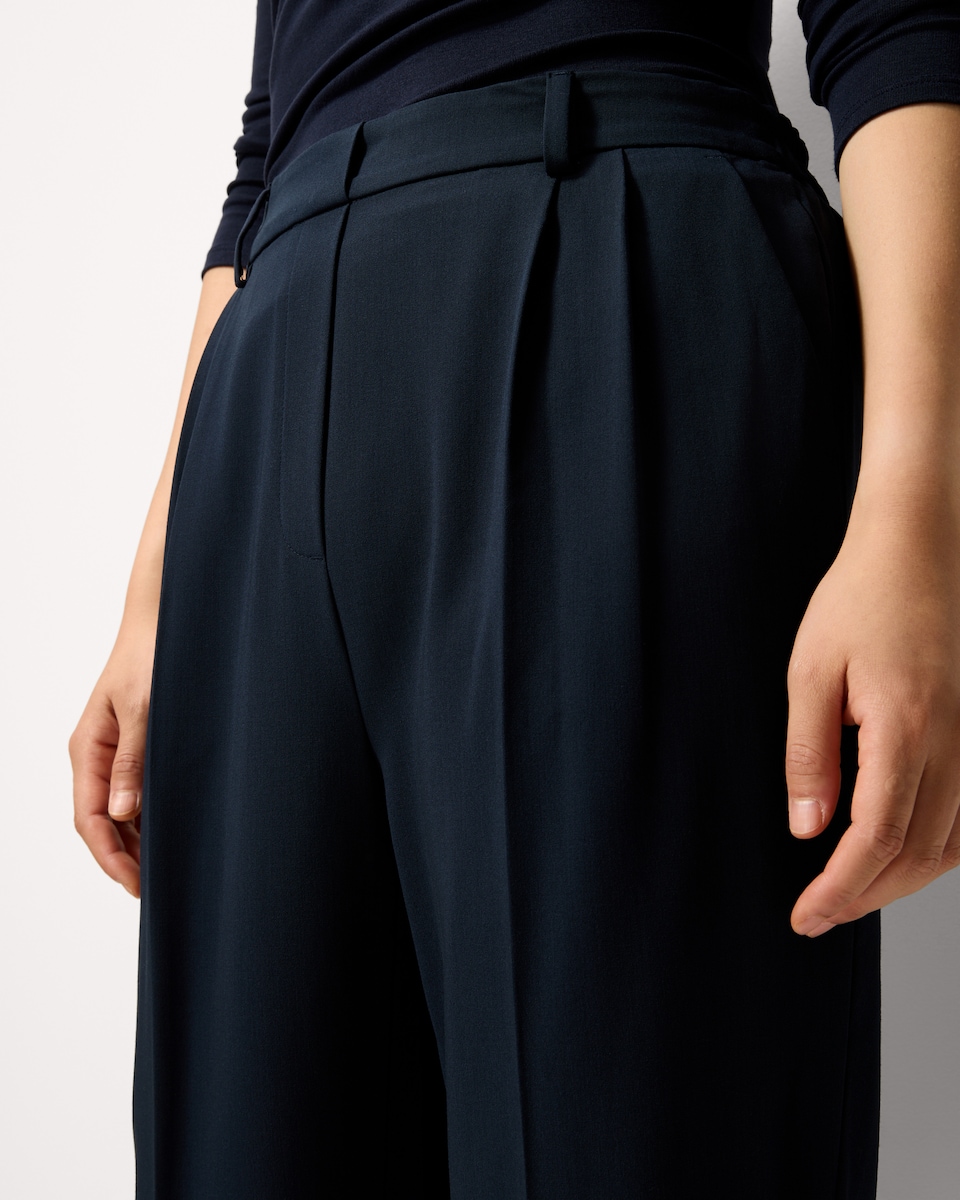 image 1 of F&F Double Pleated Tapered Trousers in Navy