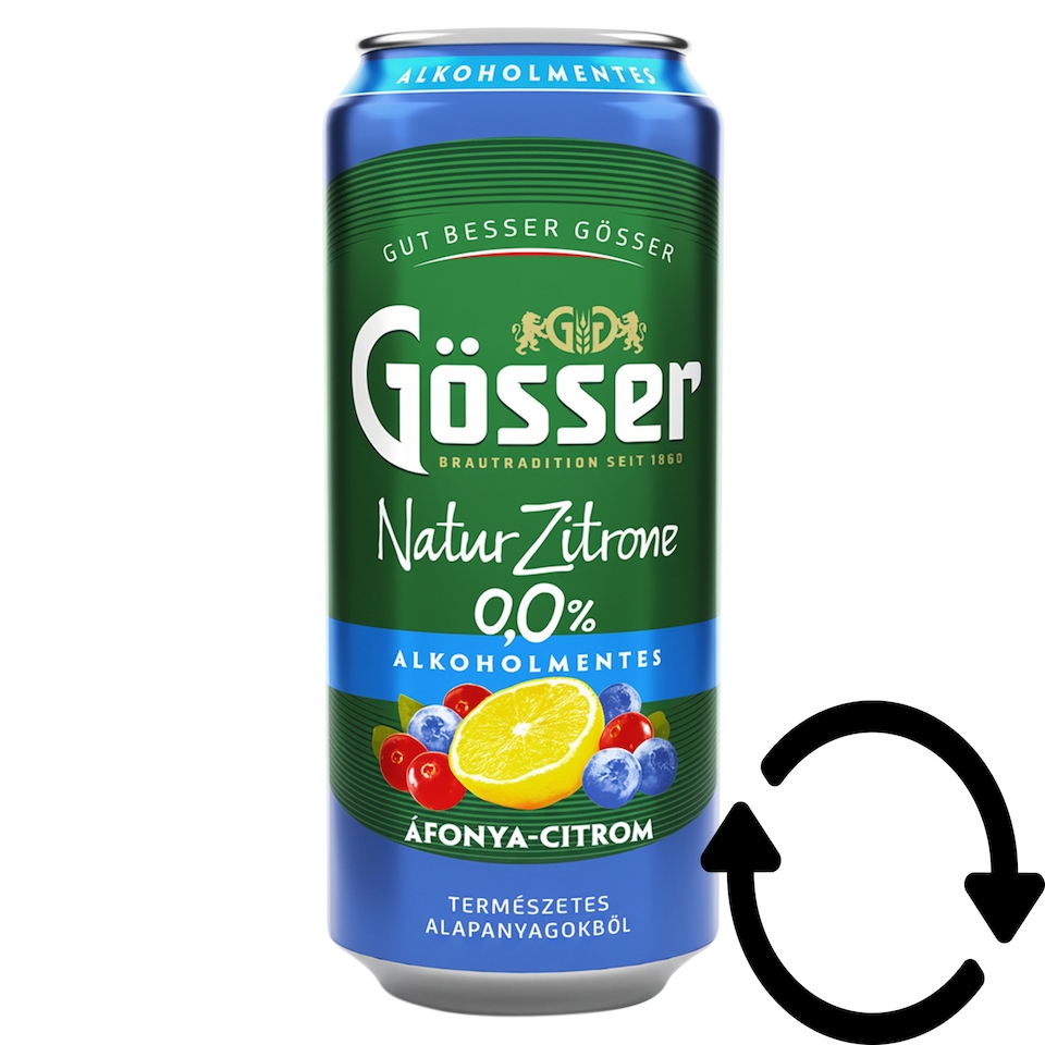 Gösser Natur Zitrone áfonya-citrom ízű alkoholmentes sörital 0,0% 500 ml