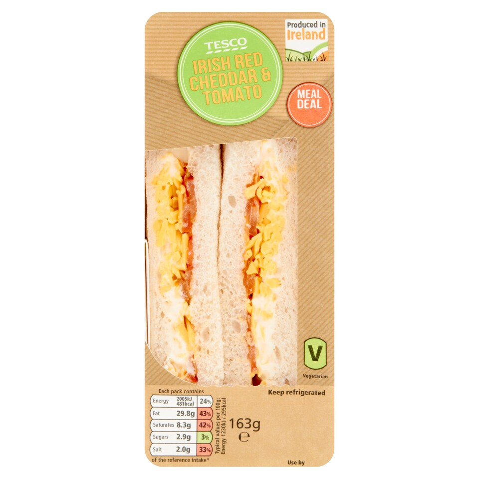 Tesco Red Cheddar And Tomato Sandwich