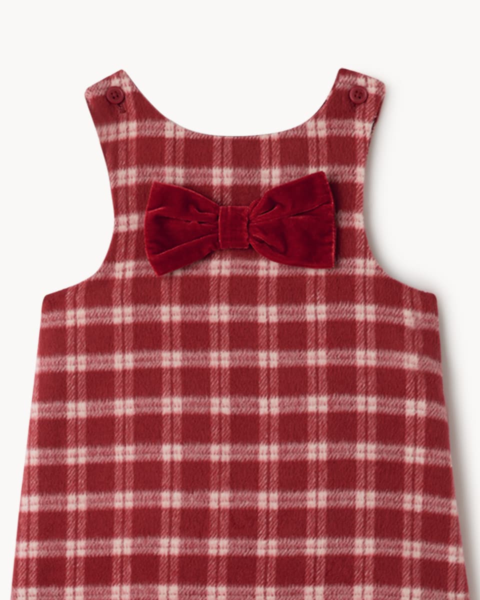 image 1 of F&F Baby Checked Pinafore, Bodysuit and Tights Set in Red