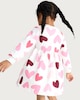 image 1 of F&F Girls Cotton Rich Heart Print Long Sleeved Sweat Dress in Cream