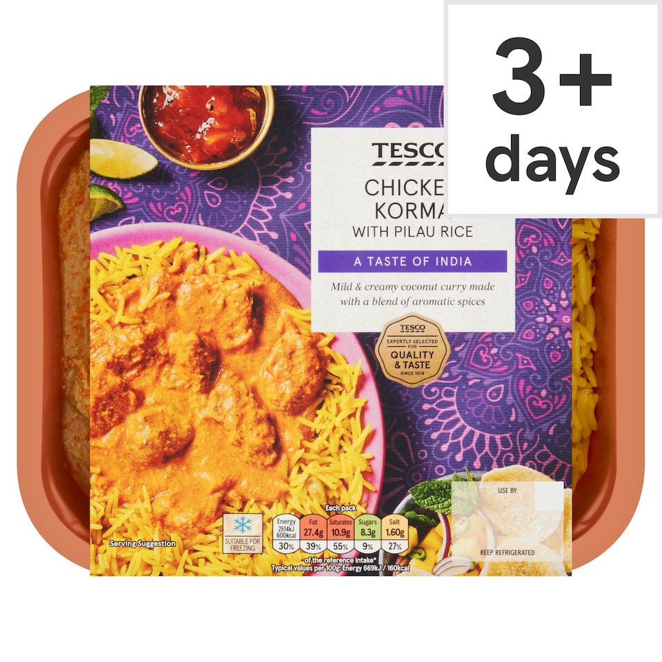 Tesco Chicken Korma With Pilau Rice 400g