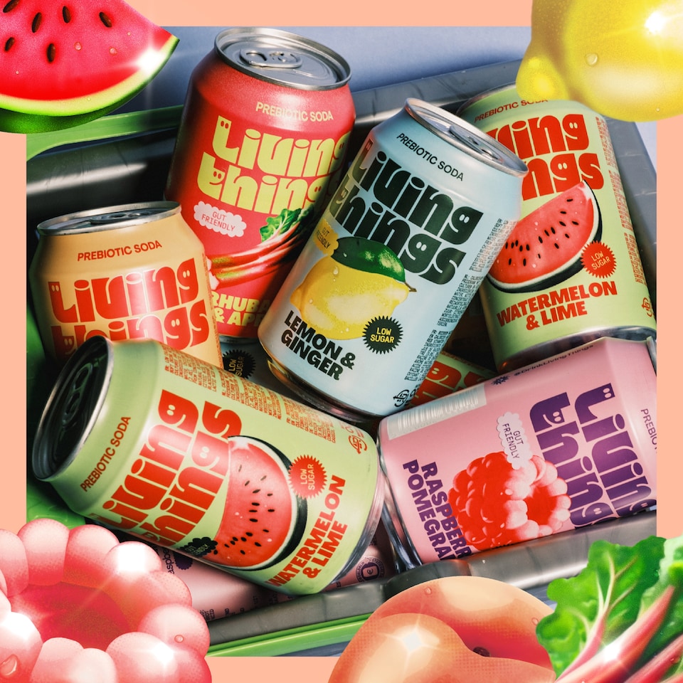 image 1 of Living Things Peach & Blood Orange Soda 4x 330ml