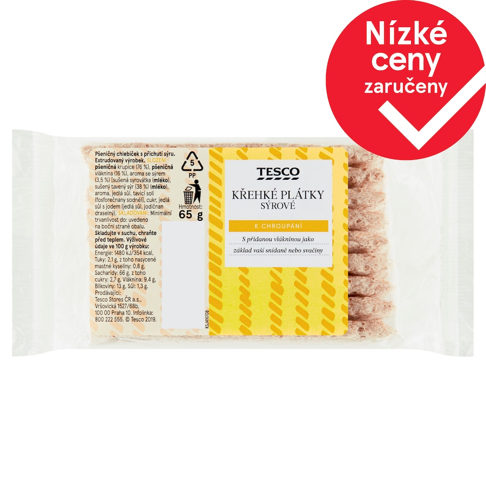Tesco Křehké plátky sýrové 65g