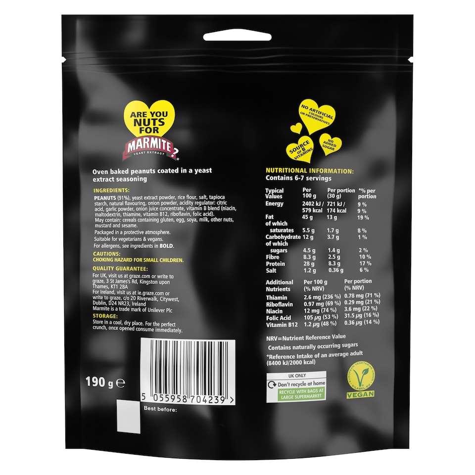 image 1 of Marmite Oven Baked Peanuts 190g