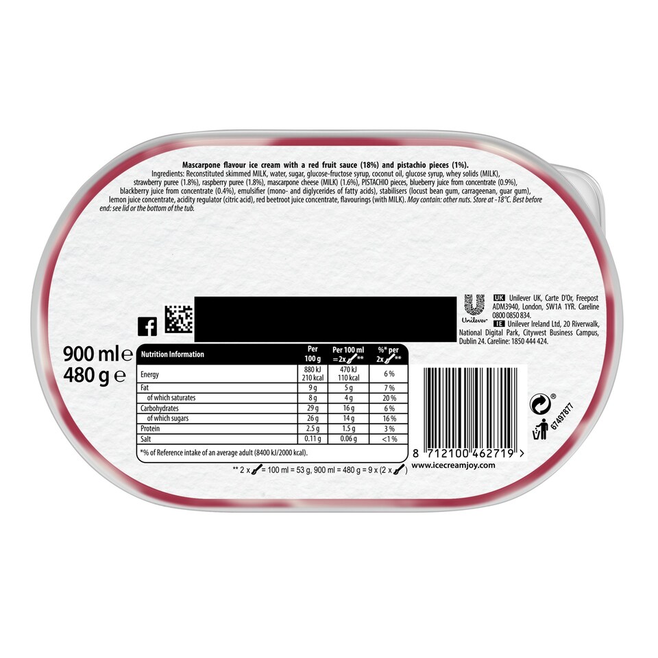 image 1 of Carte D'or Crema Di Mascarpone Ice Cream Dessert 900Ml