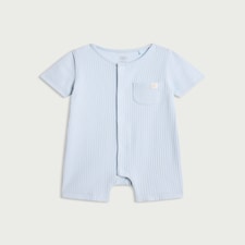 F&F Baby Organic Cotton Ribbed Short Sleeved Romper in Blue