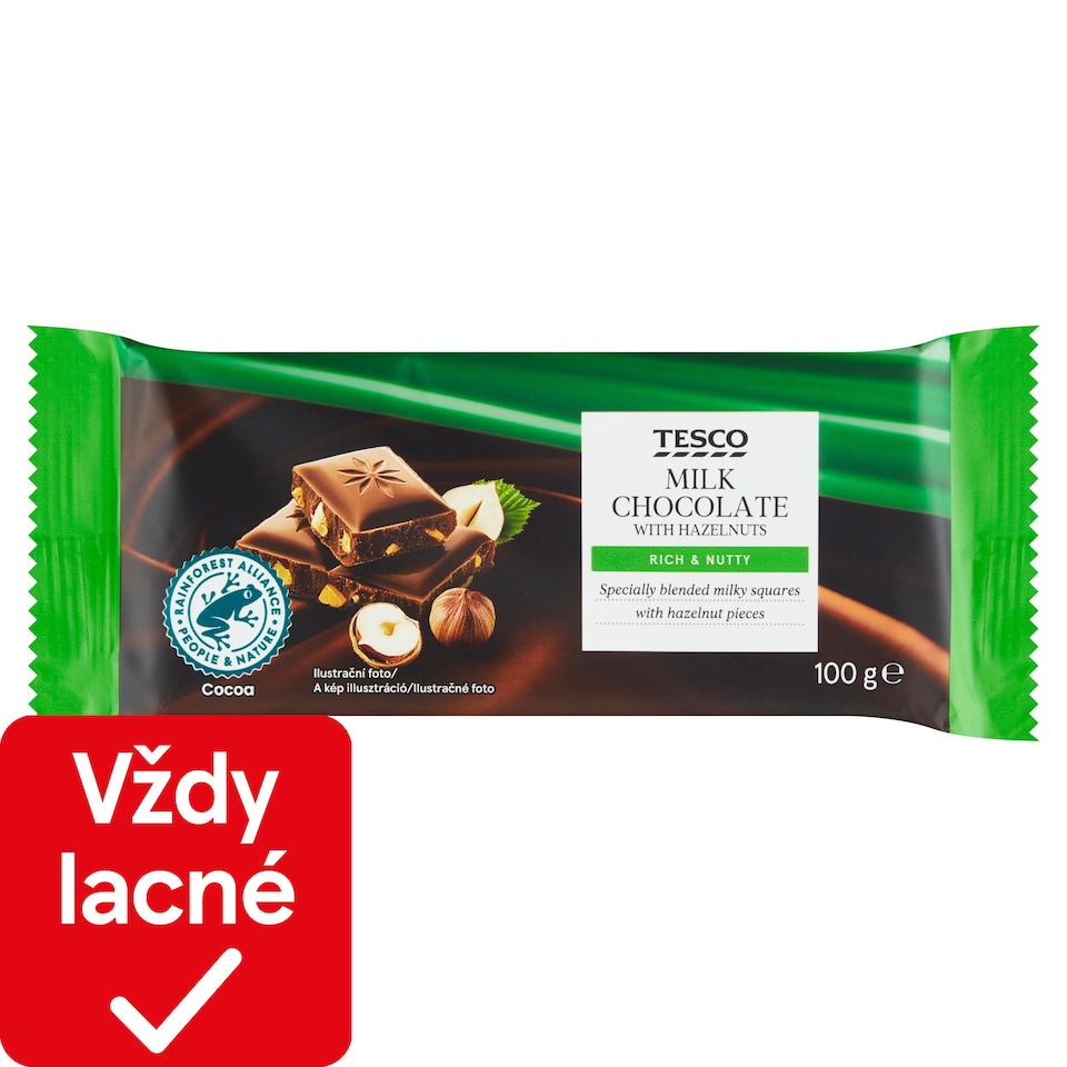 Tesco Mliečna čokoláda s lieskovými orieškami 100 g