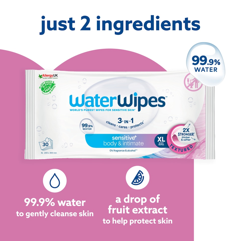 image 1 of WaterWipes Adult Care Sensitive Wipes 30 wipes